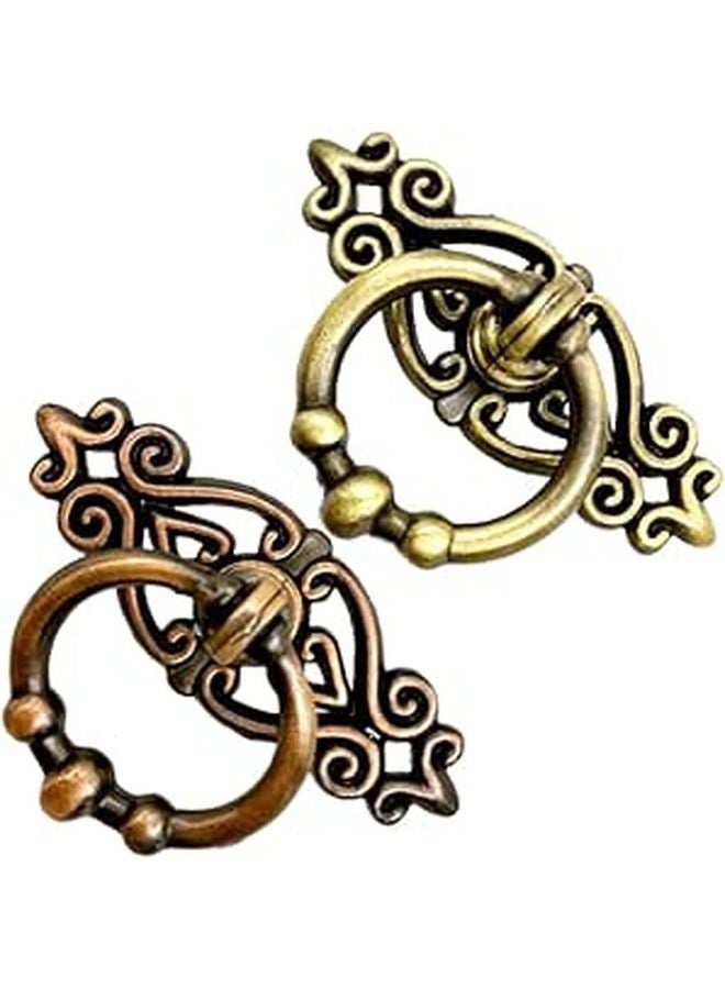 2 Pack Vintage Bronze Zinc Alloy Cabinet Drawer Pulls Ring Handles For Furniture - Image 1