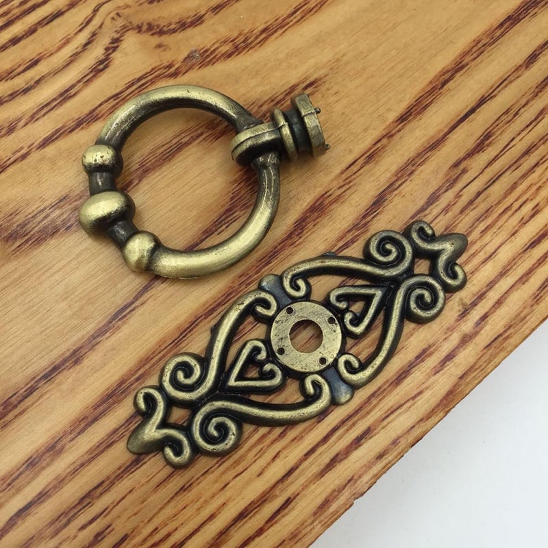 2 Pack Vintage Bronze Zinc Alloy Cabinet Drawer Pulls Ring Handles For Furniture - Image 3