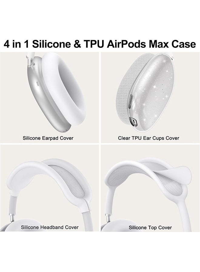 إم إكس إن غطاء حماية 4 في 1 لجهاز Apple AirPods Max، غطاء حماية كامل لسماعات الرأس من السيليكون المضاد للخدش، ملحقات غطاء واقي سماعة الرأس (شفاف) - Image 4