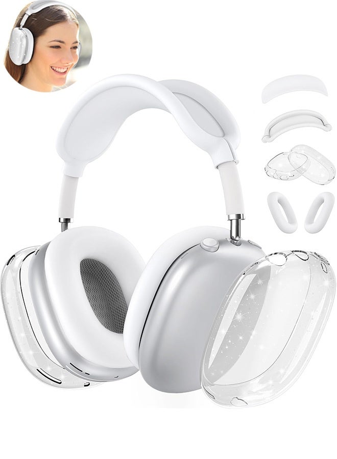 إم إكس إن غطاء حماية 4 في 1 لجهاز Apple AirPods Max، غطاء حماية كامل لسماعات الرأس من السيليكون المضاد للخدش، ملحقات غطاء واقي سماعة الرأس (شفاف) - Image 1