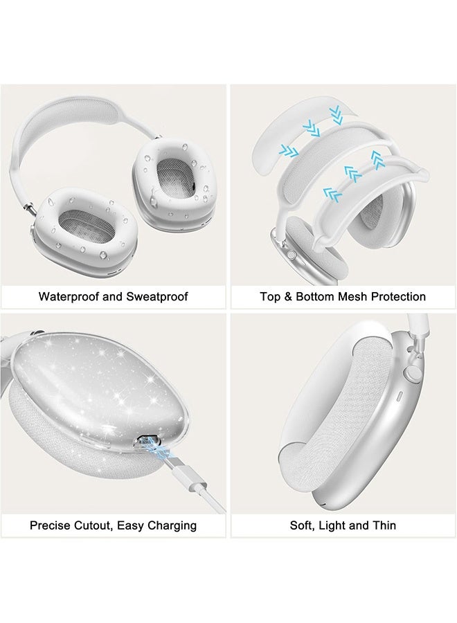 إم إكس إن غطاء حماية 4 في 1 لجهاز Apple AirPods Max، غطاء حماية كامل لسماعات الرأس من السيليكون المضاد للخدش، ملحقات غطاء واقي سماعة الرأس (شفاف) - Image 2