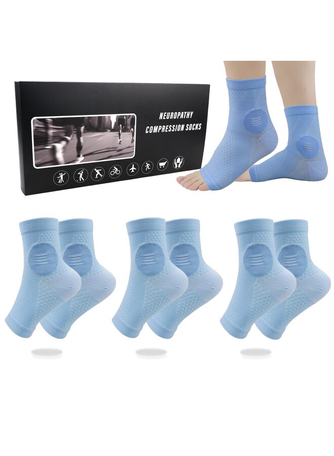 3 PCS Socks for Women Men, Ankle Sleeves Protection Elastic Socks,Soothe Socks for Neuropathy Pain,Anti Fatigue Compression Foot Sleeve Brace Socks M - Image 1