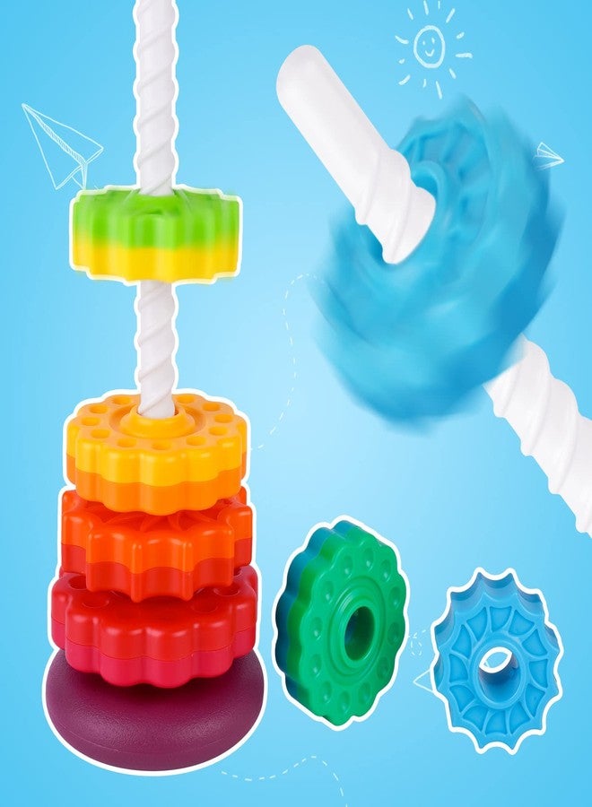 NiToy Spinning Stacking Toy for Kids, Rainbow Tower Dual-Color Spinning Wheels Premium Strong BPA-Free ABS Plastic Early Education Fun Learning and Engaging Brain Development Toys (Large 6th Floor) - Image 2