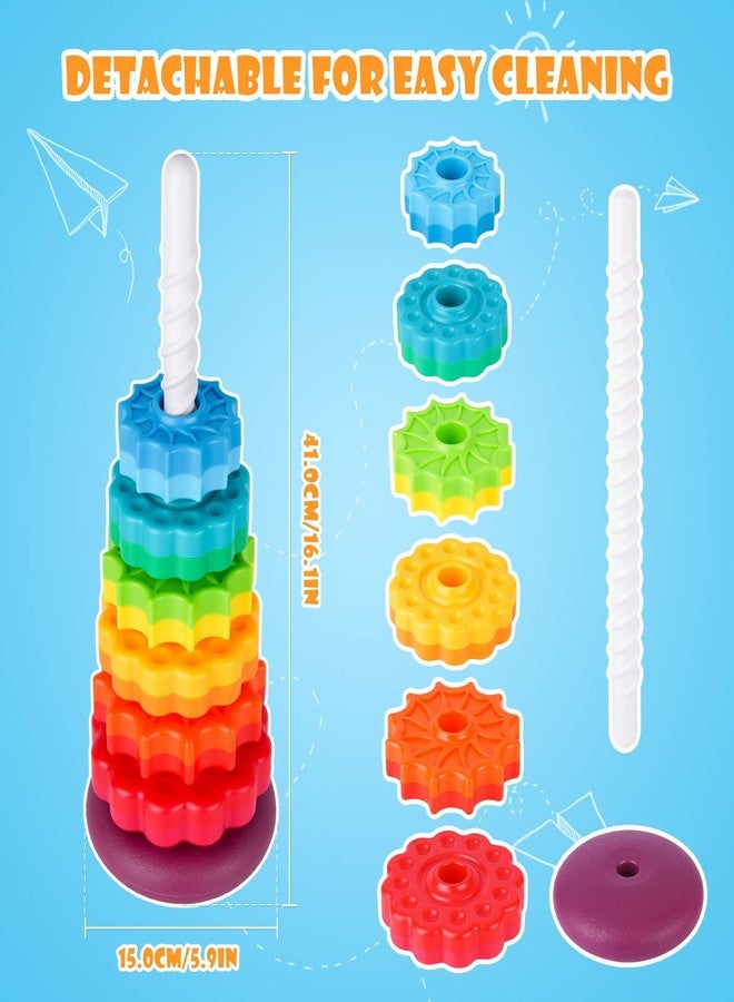 NiToy Spinning Stacking Toy for Kids, Rainbow Tower Dual-Color Spinning Wheels Premium Strong BPA-Free ABS Plastic Early Education Fun Learning and Engaging Brain Development Toys (Large 6th Floor) - Image 4