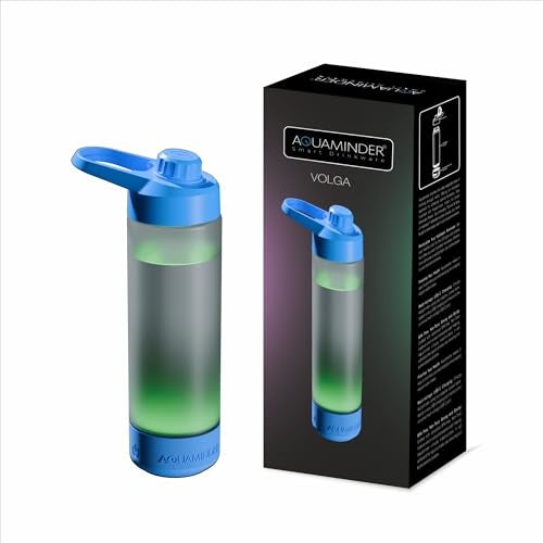 Aquaminder Silicone Smart Water Bottle With Hydration Reminder For Adult & Kids With Easy Grip, Glows & Beep Feature Frosted Water Bottle 770 Ml | Perfect For Gift, Gym,Office & Daily Use (Volga Blue) - Image 1