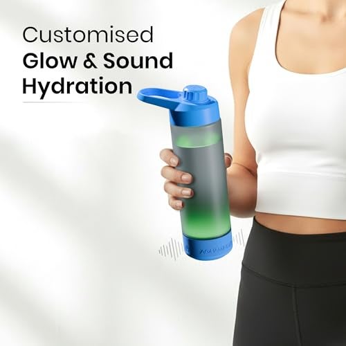Aquaminder Silicone Smart Water Bottle With Hydration Reminder For Adult & Kids With Easy Grip, Glows & Beep Feature Frosted Water Bottle 770 Ml | Perfect For Gift, Gym,Office & Daily Use (Volga Blue) - Image 3