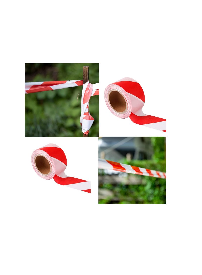 3”x45 Meter Red and White Barricade Caution Hazard Warning Safety Stripe Tape Non-Adhesive for Danger/Hazardous Areas. (Pack of 5) - Image 3