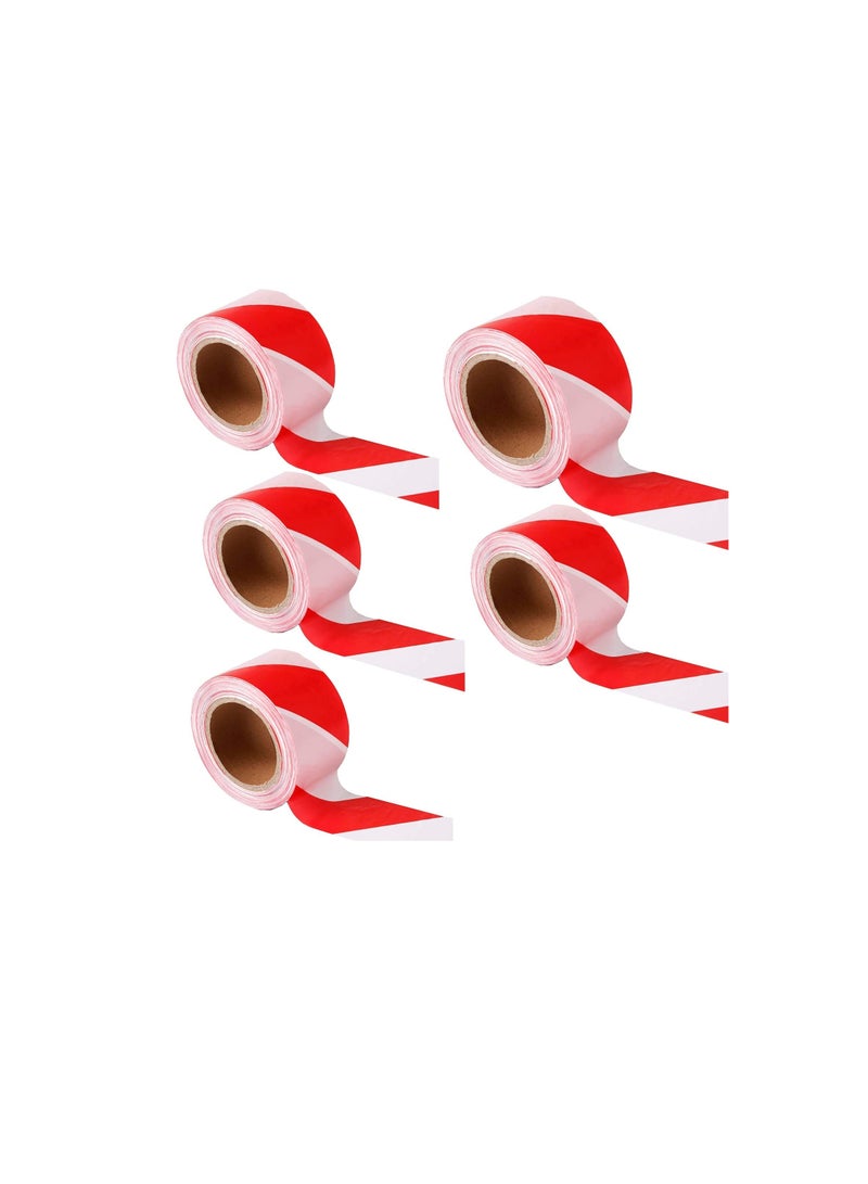 3”x45 Meter Red and White Barricade Caution Hazard Warning Safety Stripe Tape Non-Adhesive for Danger/Hazardous Areas. (Pack of 5) - Image 1