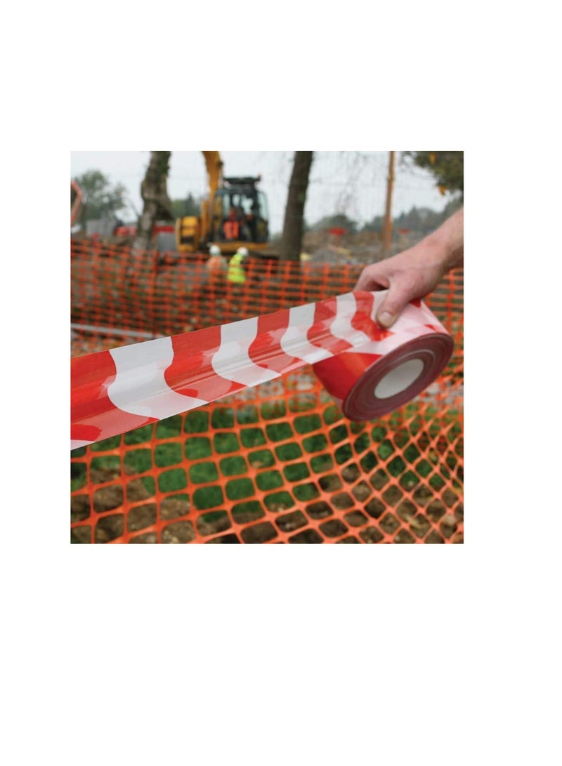 3”x45 Meter Red and White Barricade Caution Hazard Warning Safety Stripe Tape Non-Adhesive for Danger/Hazardous Areas. (Pack of 5) - Image 2