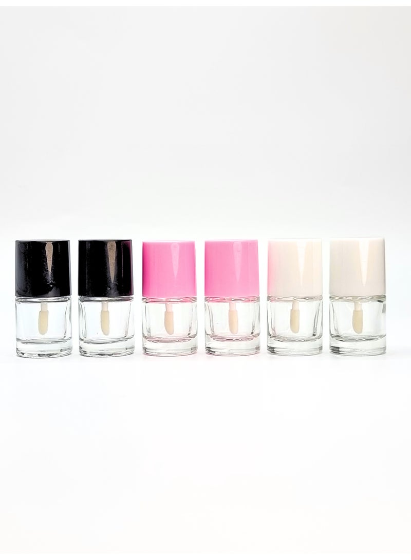 6-Pack Empty Lip & Cheek Tint Bottles with Applicator Brush – 8ml Refillable Containers for Liquid Color Cosmetics