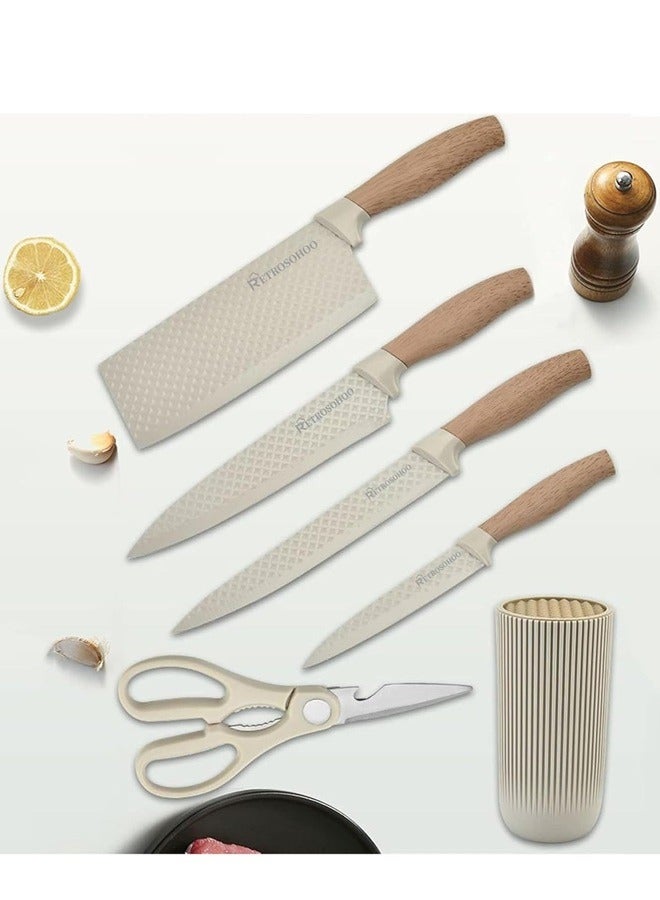 Retrosohoo 6-Piece Stainless Steel Knife Set – Ultra Sharp Kitchen Knives with Non-Stick, Non-Slip Handles & Universal Knife Block – Professional Chef Knife Set for Home & Restaurant Cooking - Image 3