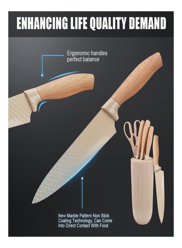Retrosohoo 6-Piece Stainless Steel Knife Set – Ultra Sharp Kitchen Knives with Non-Stick, Non-Slip Handles & Universal Knife Block – Professional Chef Knife Set for Home & Restaurant Cooking - Image 4