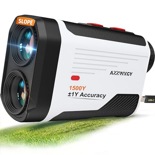 AZZWNGY Golf Rangefinder with Slope 1500 Yards Laser Range Finder for Golf Hunting 7X Magnification HighPrecision Flag Locking Vibration Rechargeable IP54 Waterproof Builtin Magnetic Strip - Image 1
