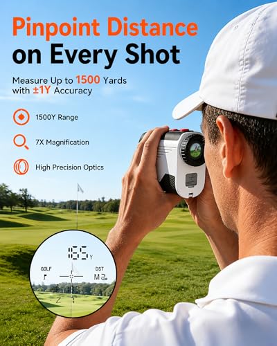 AZZWNGY Golf Rangefinder with Slope 1500 Yards Laser Range Finder for Golf Hunting 7X Magnification HighPrecision Flag Locking Vibration Rechargeable IP54 Waterproof Builtin Magnetic Strip - Image 3
