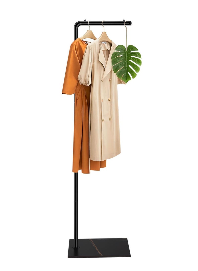 ZERIFAM ZERIFAM Hanger Rack - 170cm Coat Rack, Cloth Hanger Stand With Three Hooks, Clothing Rack With Natural Marble Base, Modern Coat Stand For Entryway, Living Room, Bedroom, Office. (Black) - Image 1
