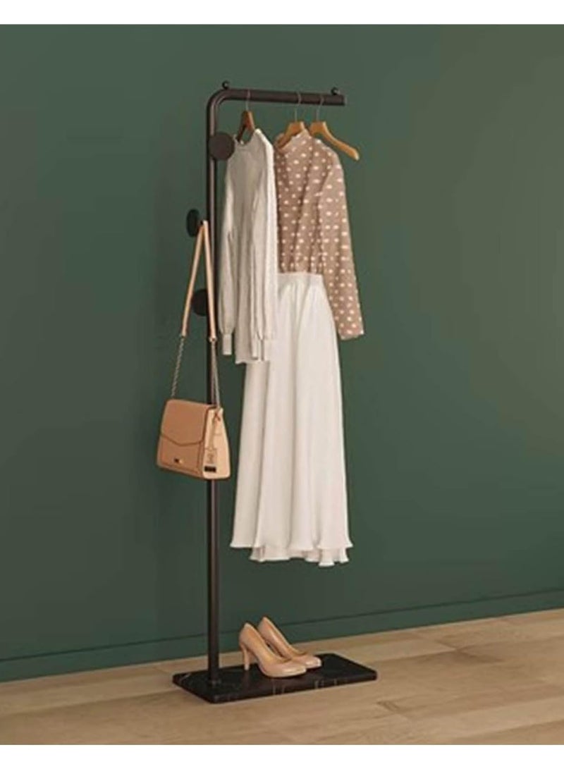 ZERIFAM ZERIFAM Hanger Rack - 170cm Coat Rack, Cloth Hanger Stand With Three Hooks, Clothing Rack With Natural Marble Base, Modern Coat Stand For Entryway, Living Room, Bedroom, Office. (Black) - Image 2