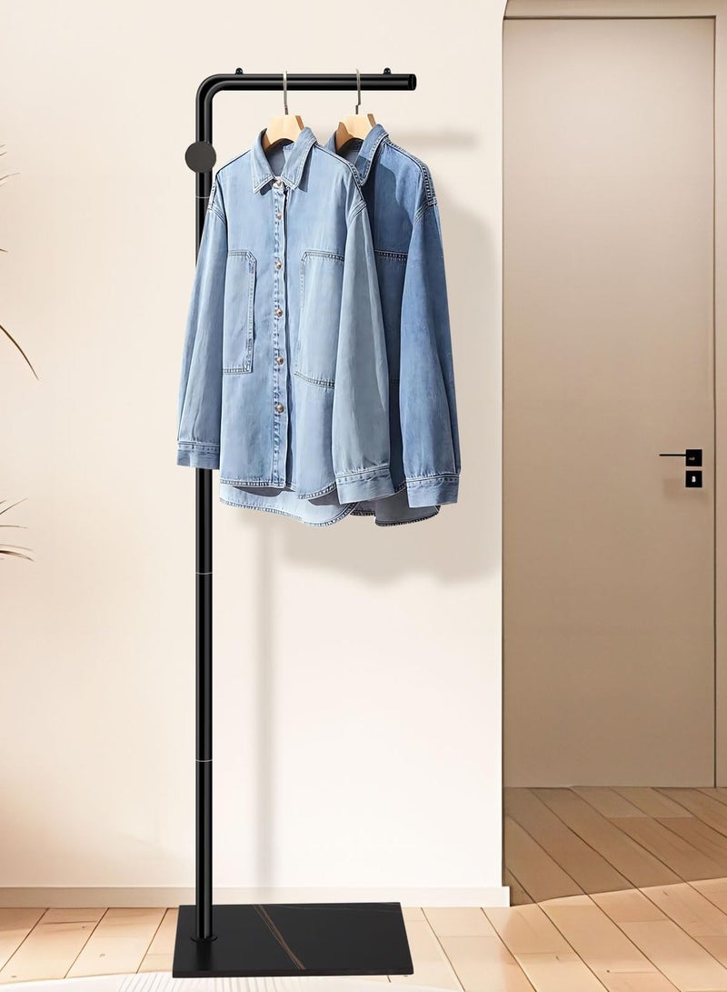 ZERIFAM ZERIFAM Hanger Rack - 170cm Coat Rack, Cloth Hanger Stand With Three Hooks, Clothing Rack With Natural Marble Base, Modern Coat Stand For Entryway, Living Room, Bedroom, Office. (Black) - Image 3
