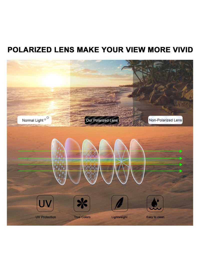 Excefore 2 PCS 2 Style Polarized Sports Sunglasses, Sunglasses Cycling Running Fishing Goggles Unbreakable Frame, for Men, Sun Glasses Mixed Style UV Protection Fan Sports Sunglasses - Image 3