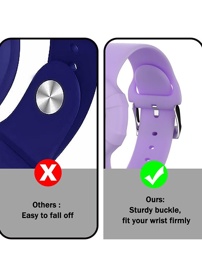 O Ozone Soft Silicone  (2 Pack) Air Tag Wristband |Bracelet for Kids |Lightweight GPS Tracker Holder For  Apple Air Tag Child's Watch Band- Pink & Purple  - Image 4