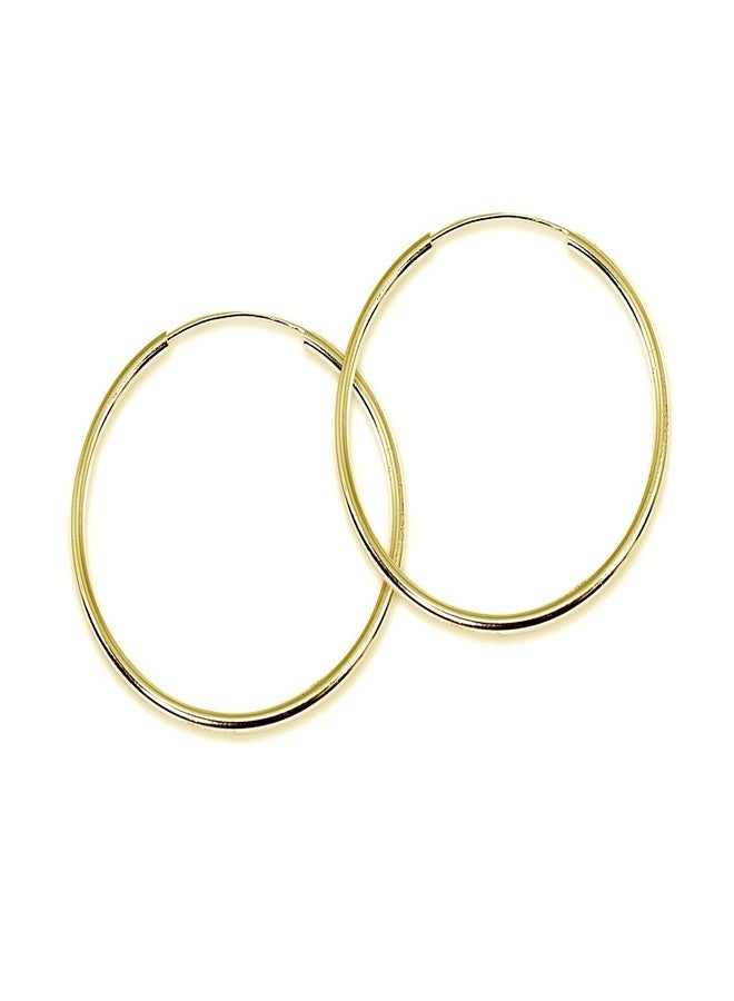 Hoops 4 Less Yellow Gold Flashed Sterling Silver Medium Large Endless 2x40mm High Polished Round Lightweight Unisex Hoop Earrings (1 3/5 Inch) - Image 3