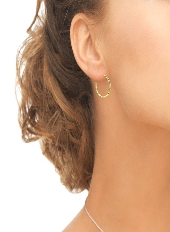 Hoops 4 Less Yellow Gold Flashed Sterling Silver Medium Large Endless 2x40mm High Polished Round Lightweight Unisex Hoop Earrings (1 3/5 Inch) - Image 4