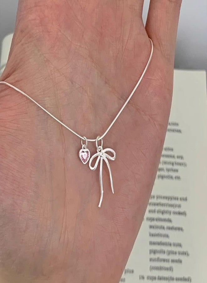 Mastyle® Women’s Heart Necklace Zircon Pendant Minimalist Sweet Light Jewelry | White - Image 3