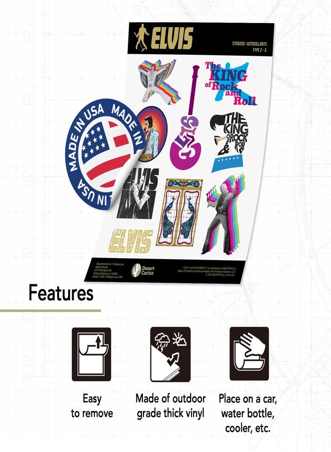 Desert Cactus Elvis Presley Sticker Sheet Vinyl Decal Crew Laptop Water Bottle Car Scrapbook (Type 2) (Version 3) - Image 5