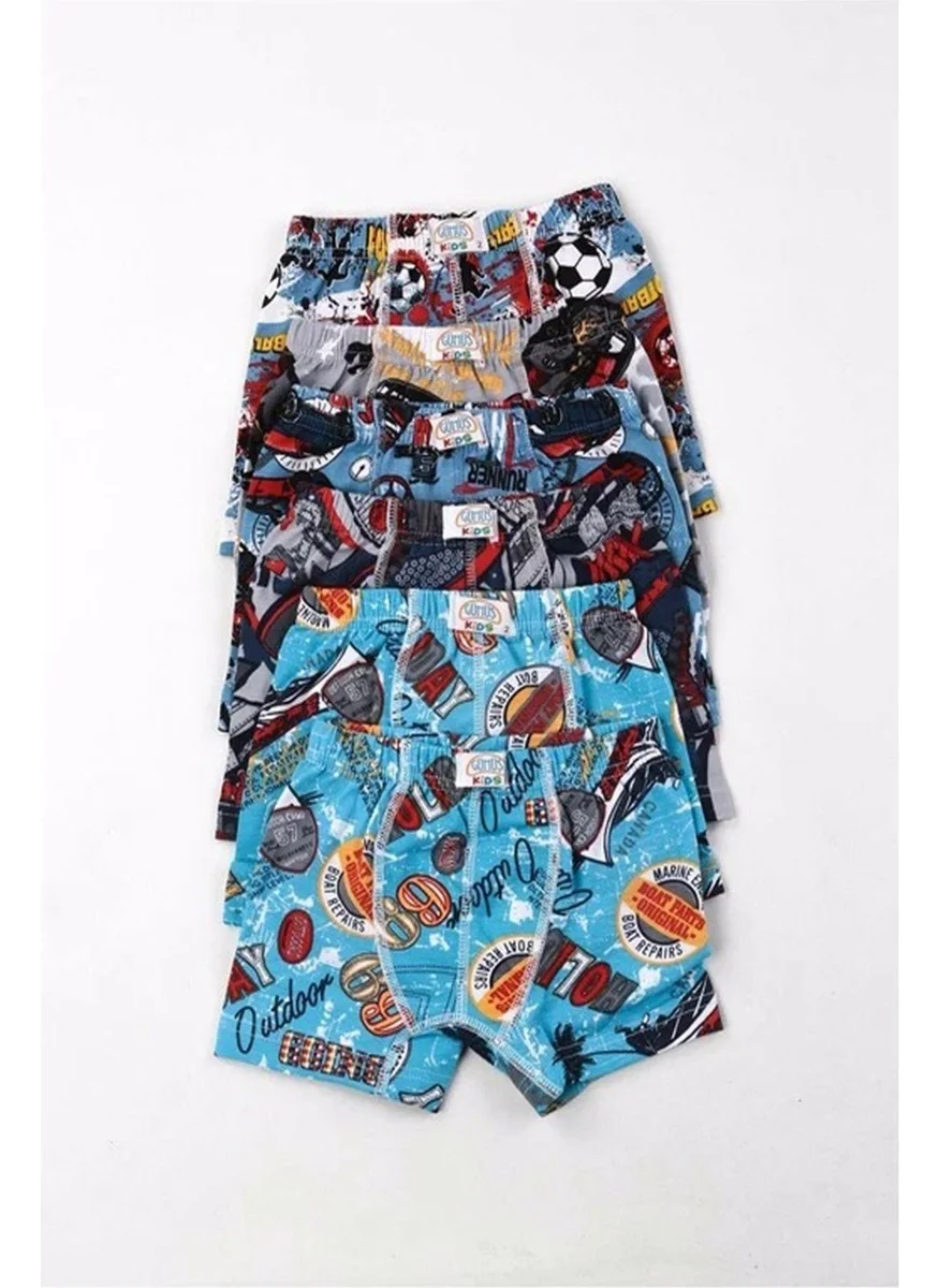 Gümüş Silver Boy Lycra Printed Patterned Boxer 3089 - 6 Pieces