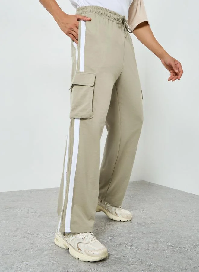 Men Striped Oversized Cargo Joggers