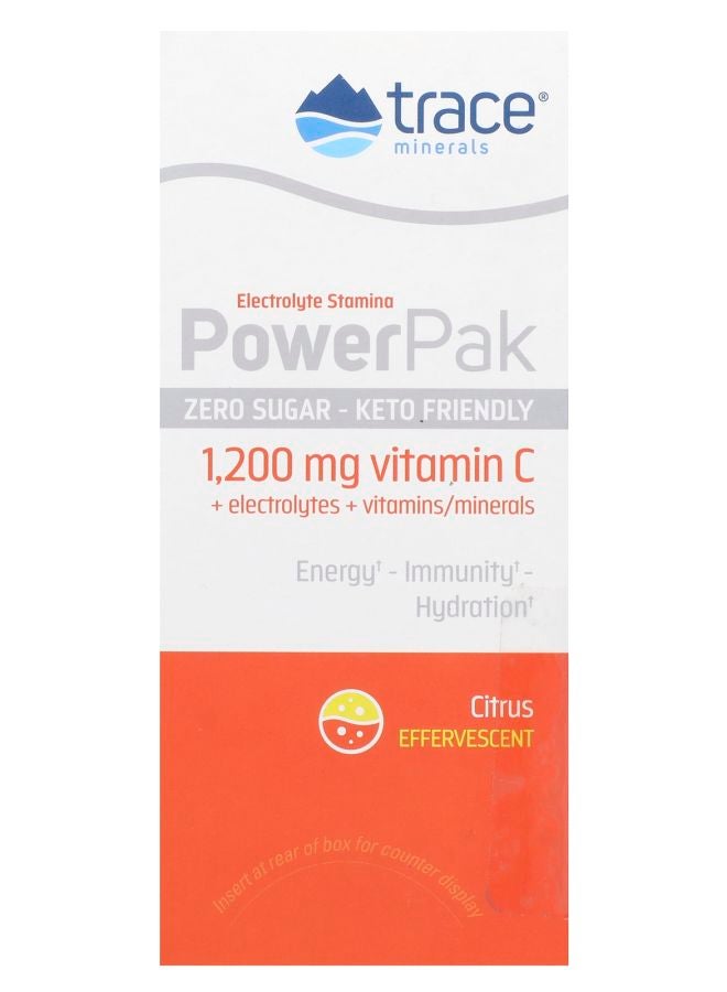 Trace Minerals باور باك للقدرة على التحمل بدون سكر بنكهة الحمضيات 30 عبوة 0.17 أونصة (4.9 جرام) لكل منها