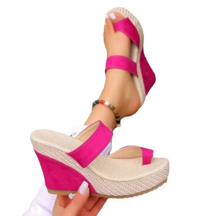 2023 New Plus Size Wedge Platform Toe Slip-On Muffin Sandals 36-43 - Image 1