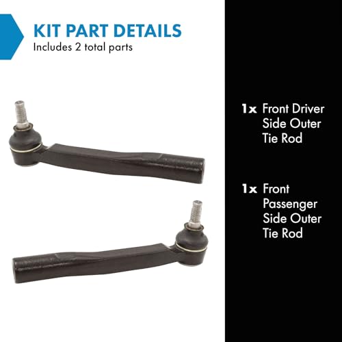 TRQ Front Outer Tie Rod Set Compatible with 2011-2020 Toyota Sienna - Image 2