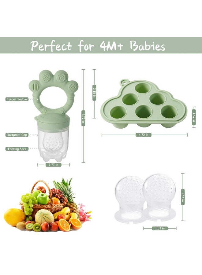 KERRT KEERT Baby Fruit Feeder with Popsicle Mold, Teething Teethers for Babies 3-12 Months,Teething Toys for Babies Feeding Gift (Green1) - Image 2