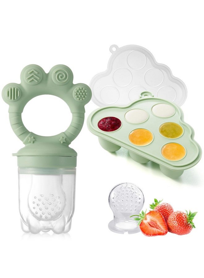 KERRT KEERT Baby Fruit Feeder with Popsicle Mold, Teething Teethers for Babies 3-12 Months,Teething Toys for Babies Feeding Gift (Green1) - Image 1