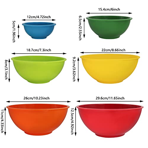 ATRDTO Classic Mixing Bowl Set, Microwave and Dishwasher Safe,Ideal for Baking, Prepping, Cooking and Serving Food (Set of 6) (Red) - Image 2