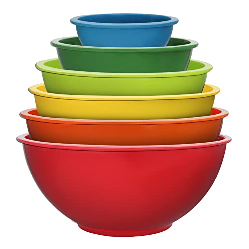 ATRDTO Classic Mixing Bowl Set, Microwave and Dishwasher Safe,Ideal for Baking, Prepping, Cooking and Serving Food (Set of 6) (Red) - Image 1
