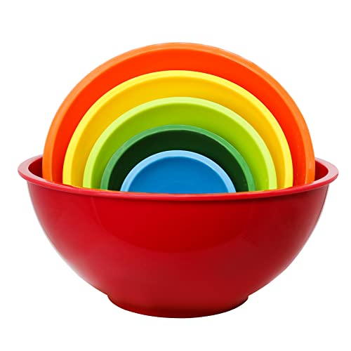 ATRDTO Classic Mixing Bowl Set, Microwave and Dishwasher Safe,Ideal for Baking, Prepping, Cooking and Serving Food (Set of 6) (Red) - Image 3
