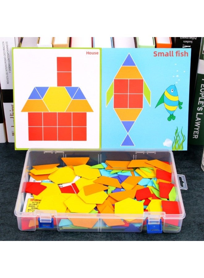 Wooden Early Childhood Education Multifunctional Creative Jigsaw Puzzle Color Cognitive 170 Piece Tangram Educational Toys-Color:ZF-multi-functional Creative Jiggle 0.6 - Image 1
