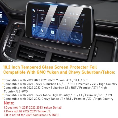 Moonlinks Tempered Glass Screen Protector Compatible with 2021-2024 Chevy Tahoe Suburban/GMC Yukon,High Definition 9H Hardness Anti-Fingerprint Protective Foil for 10.2" Navigation Display Touchscreen - Image 3
