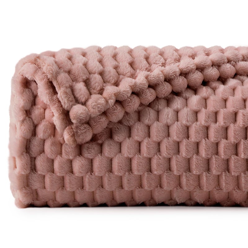 BEDELITE Fleece Blanket - 3D Jacquard Decorative Dusty Pink Throw Blankets for Couch & Bed, Soft and Cozy Warm Plush Fluffy Blanket All Seasons Suitable, 50x60Inches - Image 2