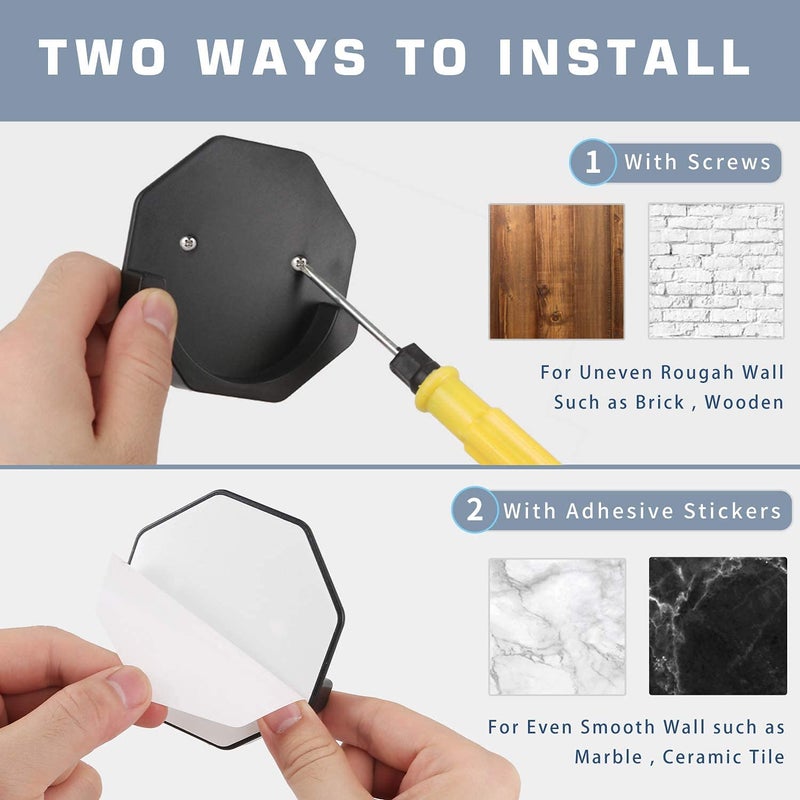 TAGVE Shower Curtain Rod Holder 2PCS, Adhesive Shower Rod Wall Mount Holder for Wall/Bathroom, No Drilling/Stick On, Persistent Viscous (Shower Curtain Rod Not Included) (Black) - Image 5