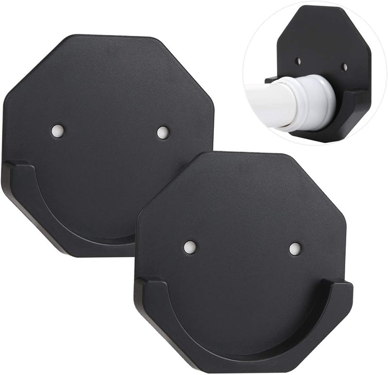 TAGVE Shower Curtain Rod Holder 2PCS, Adhesive Shower Rod Wall Mount Holder for Wall/Bathroom, No Drilling/Stick On, Persistent Viscous (Shower Curtain Rod Not Included) (Black) - Image 1