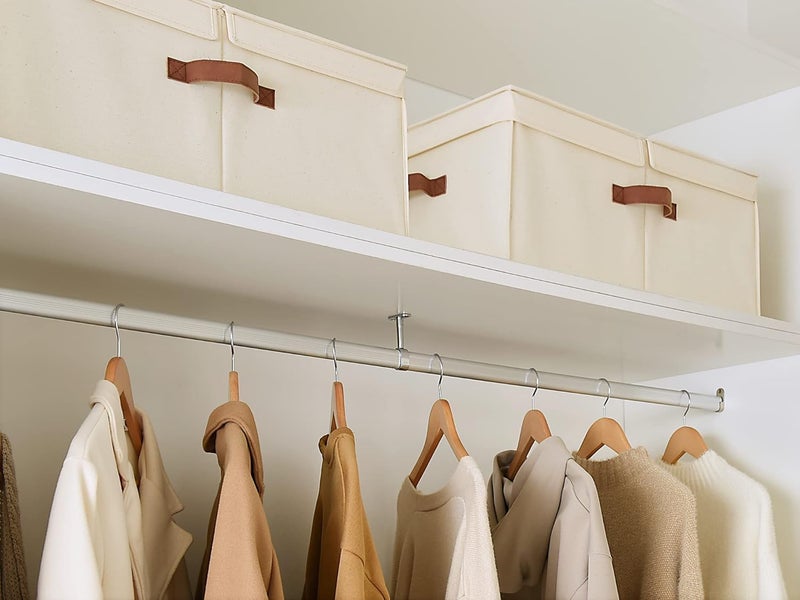 StorageWorks Extra Large Storage Bins with Double-Open Lid, 55L Fabric Baskets with Divider Board, Boxes for Clothes, Linen Closet Organizers with Handles, Ivory White, 2-Pack - Image 5