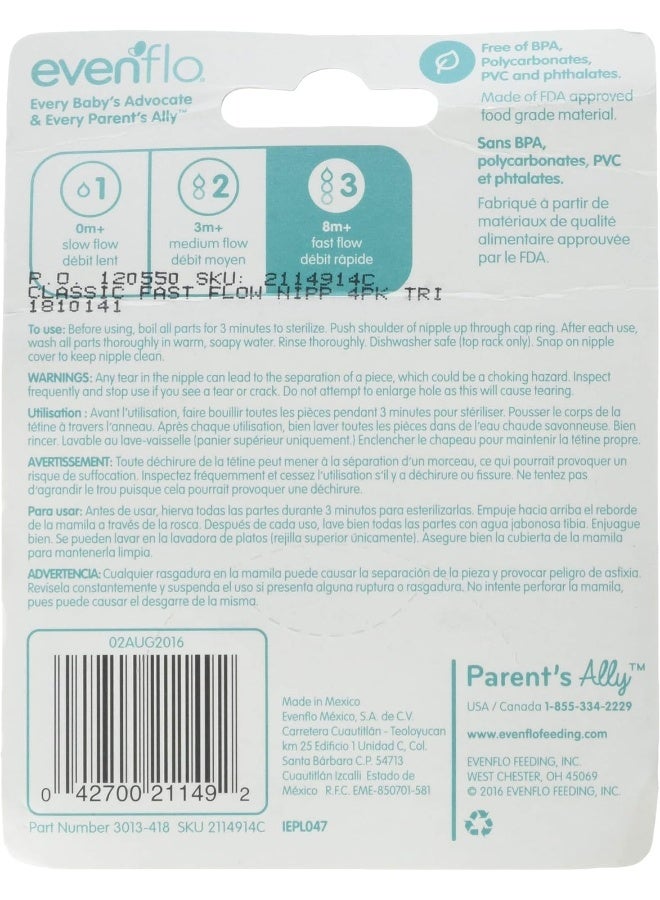Evenflo Classic Bottle Nipples, 12 Count, Fast Flow - Image 2