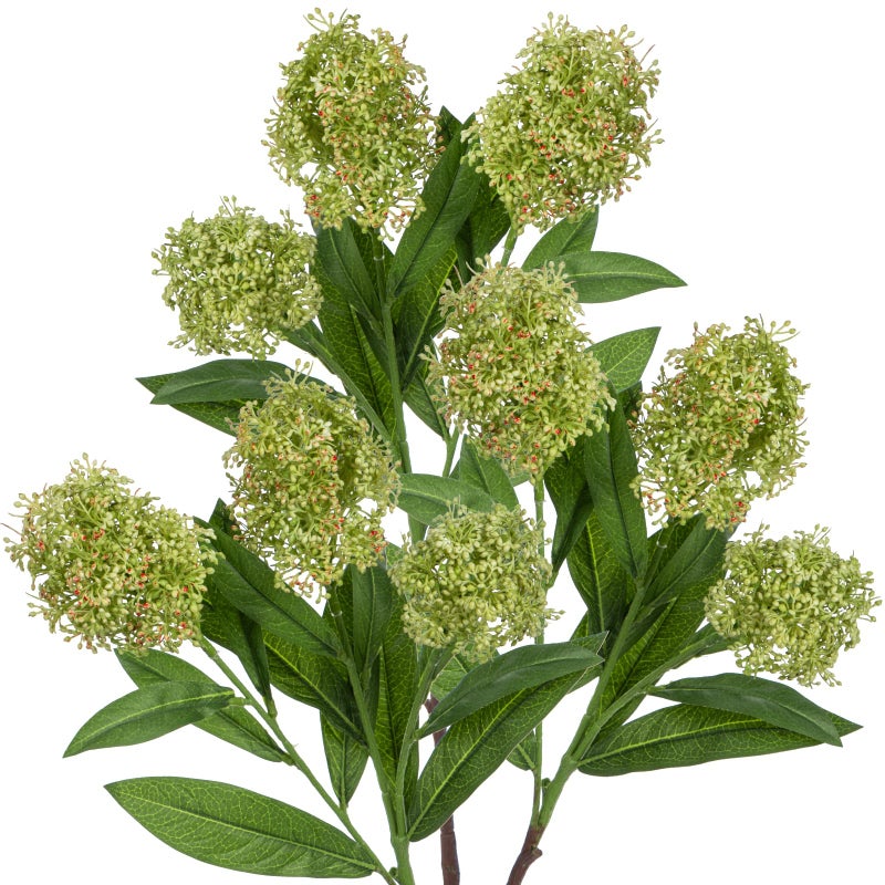 Briful 3PCS Artificial Flowers Faux Skimmia Spray with Leaves 228 Inch Long Stem Fake Plants for Home Vase Table Centerpiece Floral Arrangement Wedding Bouquet Green