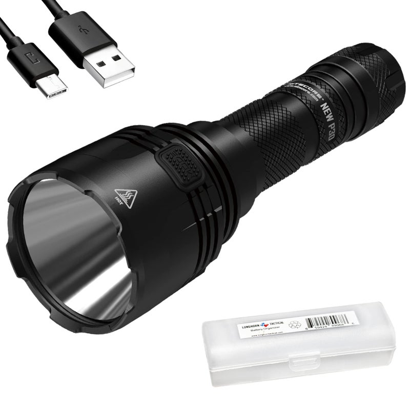 Nitecore New P30 1000 Lumen 676 Yard Long Throw Hunting Flashlight, NL2150R with Build-in USB-C Port, and LumenTac Organizer - Image 1