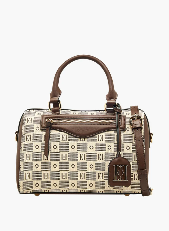 ELLE Printed Tote Bag with Double Handle and Zip Closure
