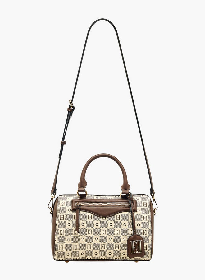 ايل حقيبة توت مطبوعة بمقبض مزدوج وإغلاق بسحاب - Image 3