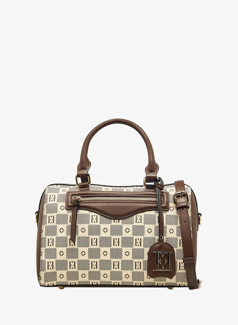 Printed Tote Bag with Double Handle and Zip Closure