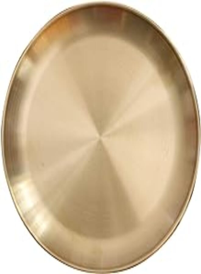 Fiacvrs Decor Storage Tray Round Gold Stainless Steel Tray Serving Dinner Plates Retro Plate Table Decor Easy Clean Jewelry Organizer Round Dish Container(size:20cm) 